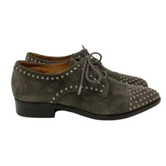 Frye Erica Suede Studded Pointed Toe Oxford Shoes - Size 7 - Picture 3 of 9